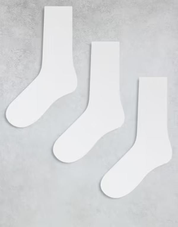 ウィークデイ レディース アンダーウェア 靴下 リブ Weekday Selma 3pack ribbed socks White ホワイト