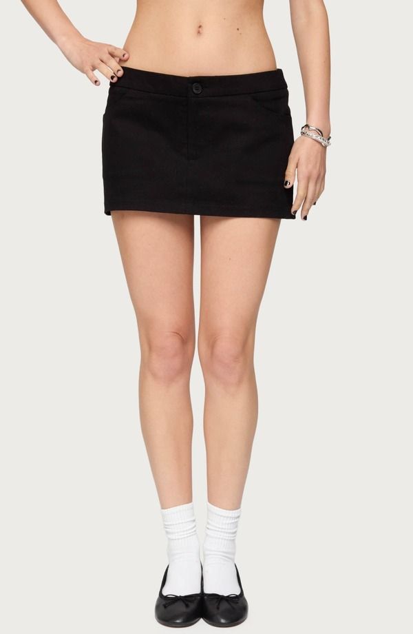 アディクテッド レディース ボトムス ハーフパンツ・ショーツ ミニ EDIKTED Hayes Twill Miniskort BLACK ブラック