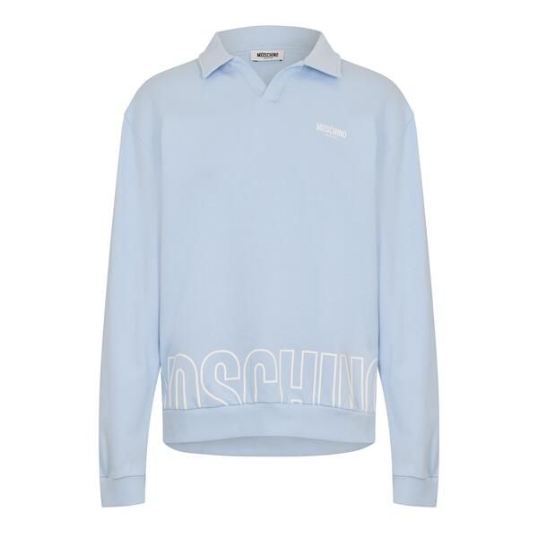 モスキーノ メンズ トップス ポロシャツ Moschino Mens Long Sleeve Polo Shirt Light Blue ブルー