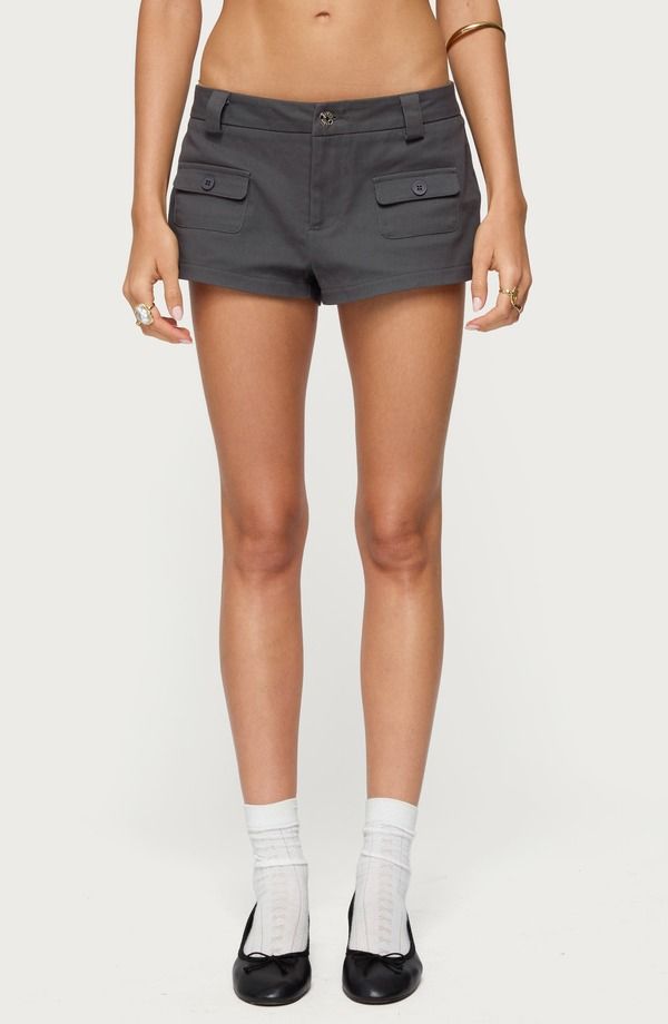 アディクテッド レディース ボトムス ハーフパンツ・ショーツ ローライズ ショートパンツ EDIKTED Terra Low Rise Cargo Microshorts DARKGRAY グレー 11,535円