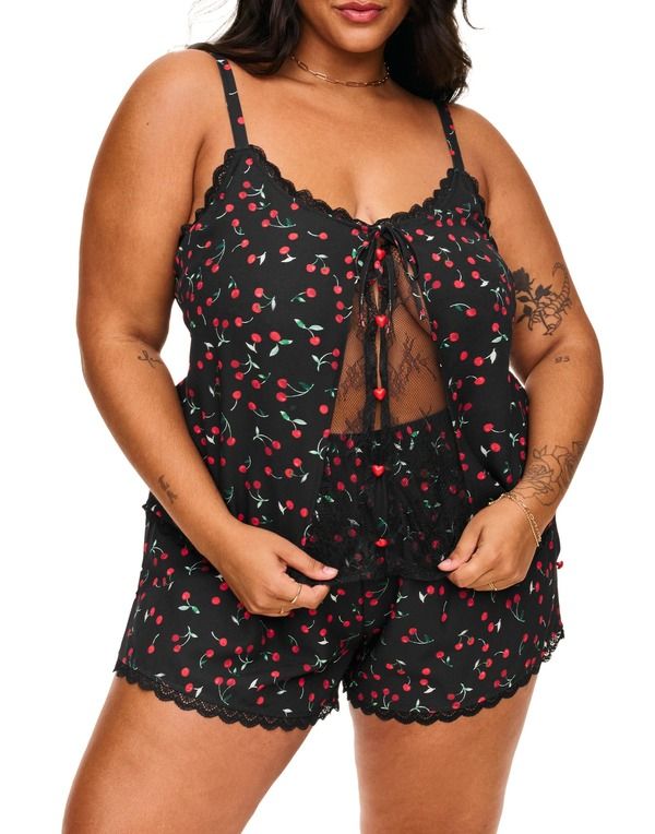 アドアミー レディース アンダーウェア ナイトウェア プラスサイズ ショートパンツ Adore Me Kiora Cami And Shorts Pajama Set Plus Novelty bla