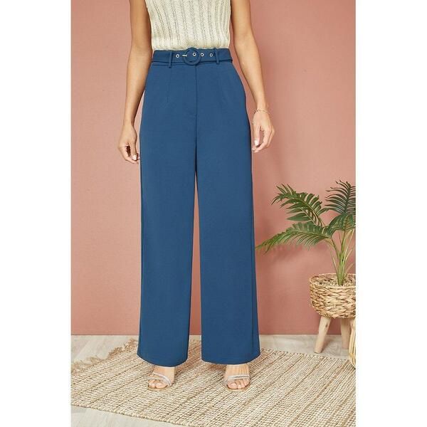 ユミキム レディース ボトムス カジュアルパンツ ストレート クレープ Yumi Navy Straight Leg Crepe Trousers Navy ネイビー