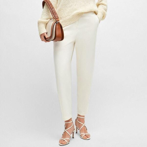 ボス レディース ボトムス カジュアルパンツ Boss TolindaD Elasticed Waistband Trousers White ホワイト