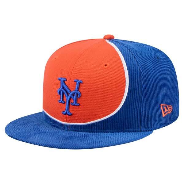 ニューエラ メンズ アクセサリー 帽子 コーデュロイ Mens New Era RoyalOrange New York Mets Retro Split Corduroy Snapback Hat