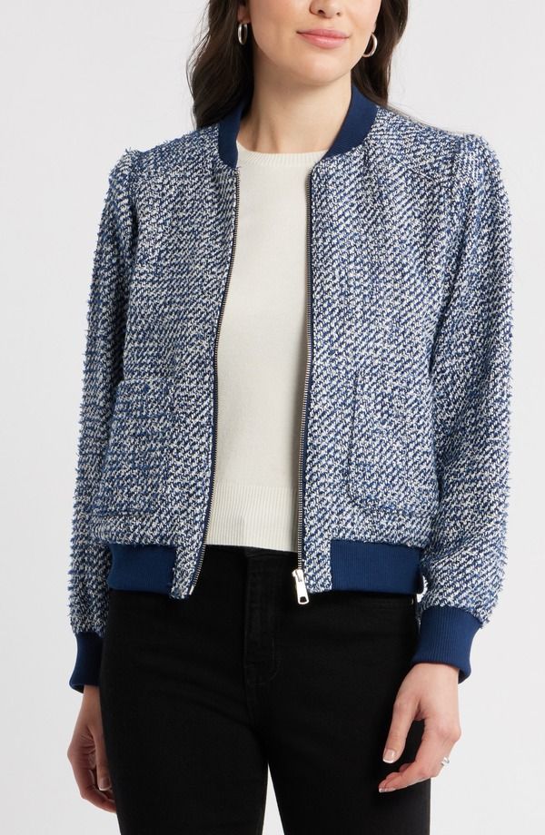 キャスロン レディース アウター ジャケット・ブルゾン ツイード Caslon Tweed Bomber Jacket NAVY STILL ネイビー 25,760円