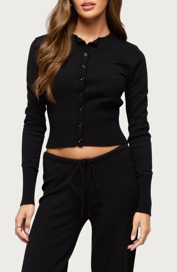 アディクテッド レディース アウター カーディガン EDIKTED Montanna Rib Cardigan BLACK ブラック 10,636円