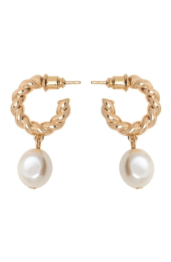 マージュ レディース アクセサリー ピアス・イヤリング maje Twisted bead hoop earrings Gold ゴールド