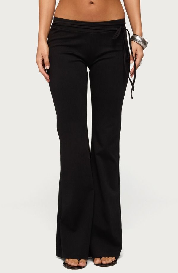 アディクテッド レディース ボトムス レギンス パンツ EDIKTED Junipar Tie Waist Flare Pants BLACK ブラック 11,684円