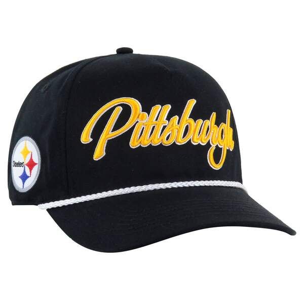 フォーティーセブン メンズ アクセサリー 帽子 Tシャツ Mens 47 Black Pittsburgh Steelers Overhand Hitch Adjustable Hat Black ブ