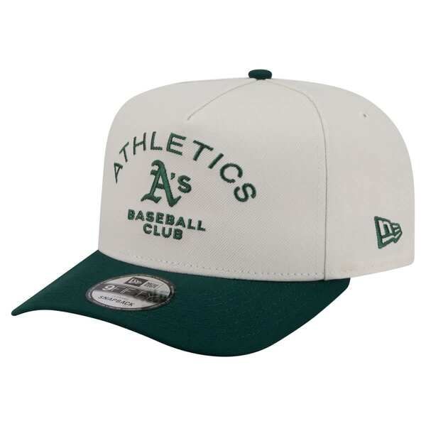 ニューエラ メンズ アクセサリー 帽子 Mens New Era CreamDark Green Athletics Chrome AFrame 9FIFTY Snapback Hat Cream ク