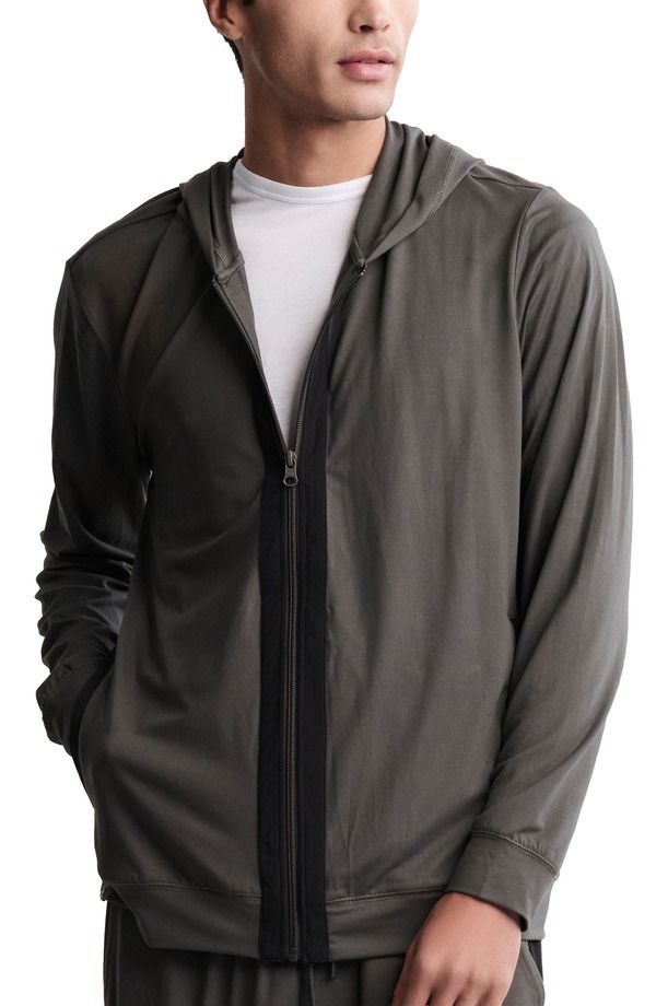 ベアフットドリームス メンズ アウター パーカー・スウェット Barefoot Dreams Malibu Collection Butterchic Zip Hoodie DARK MOSS