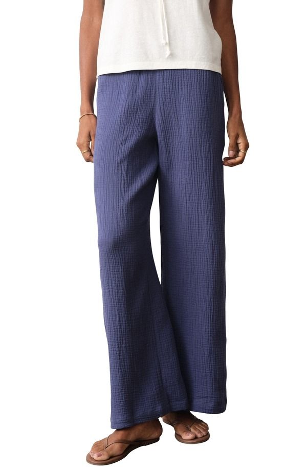 マリーン レイヤー レディース ボトムス レギンス ワイドレッグ パンツ Marine Layer Isla Double Cloth Wide Leg Pants BAY BLUE ブルー