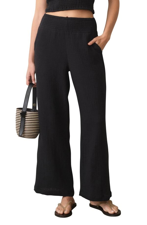 マリーン レイヤー レディース ボトムス レギンス ワイドレッグ パンツ Marine Layer Isla PullOn Double Cloth Wide Leg Pants BLACK ブラック