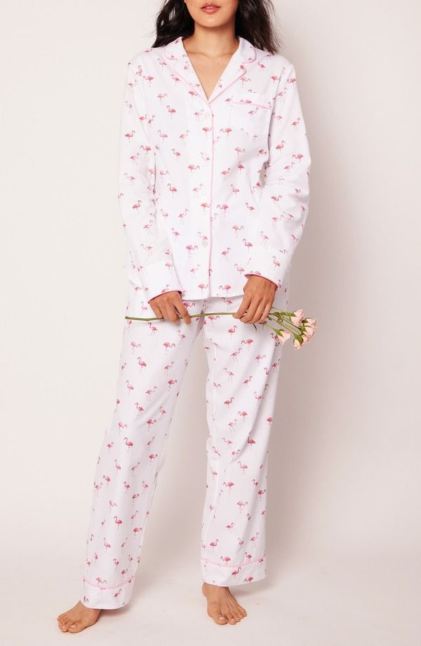 プティットプリュム レディース アンダーウェア ナイトウェア コットン Petite Plume Flamingos Cotton Pajamas WHITE ホワイト