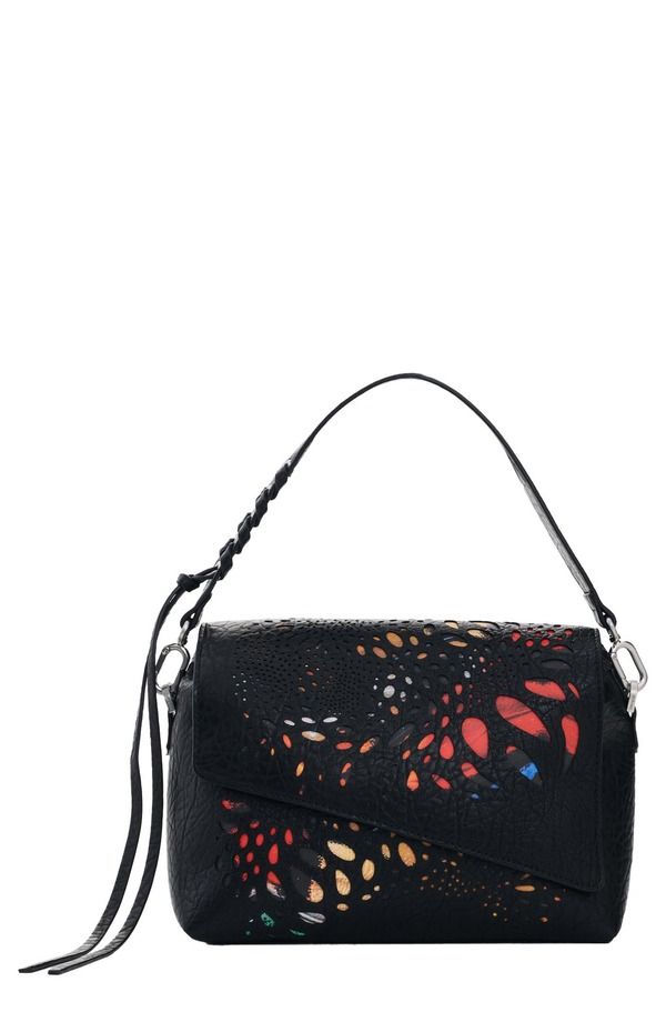 デジグアル レディース バッグ カットアウト レザー フェイクレザー Desigual Butterfly Cutout Faux Leather Shoulder Bag BLACK ブラック