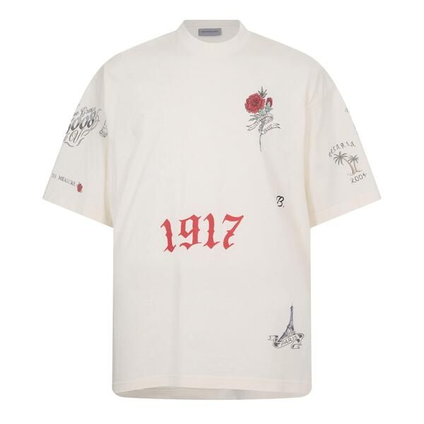 バレンシアガ メンズ トップス Tシャツ オーバーサイズフィット Balenciaga Mens Oversized FitShirt Cream クリーム 100,540円
