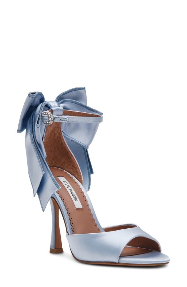 スティーブ マデン レディース シューズ スニーカー サンダル アンクル Steve Madden Bougie Ankle Strap Sandal Women LIGHT BLUE SATIN ブ