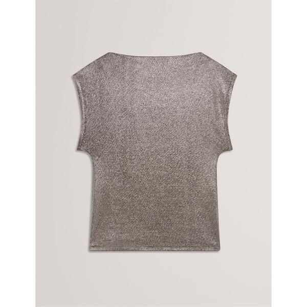 テッドベーカー レディース トップス Tシャツ スリムフィットール Ted Baker Womens Metallic Short Sleeve Slim FitShirt Charcoal チャコー