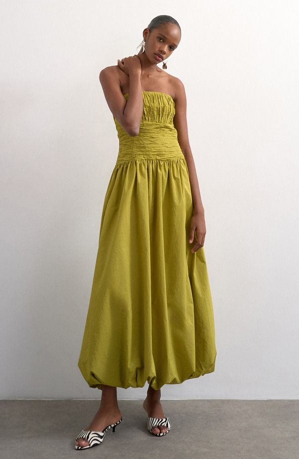 トップショップ レディース トップス ワンピーストラップレス Topshopremium Strapless Bubble Hem Dress MGREEN