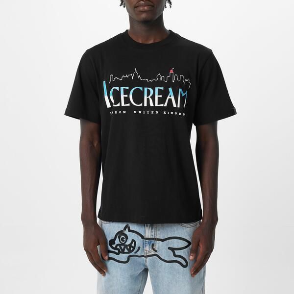 アイスクリーム メンズ トップス Tシャツ キャップ ケープ ICECREAM Cityscape TShirt BLACK ブラック