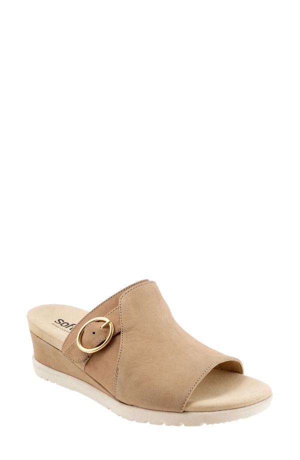 ソフトウォーク レディース シューズ サンダル プラットフォーム SoftWalk Newberry Platform Wedge Slide Sandal Women BEIGE NUBUCK ベー