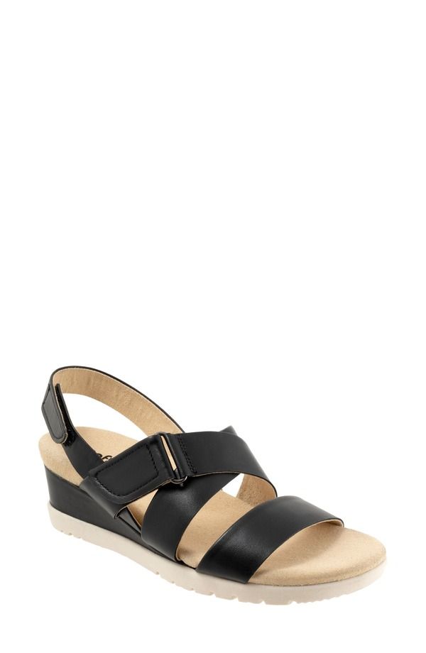 ソフトウォーク レディース シューズ サンダル アンクル SoftWalk Novi Ankle Strap Wedge Sandal Women BLACK ブラック