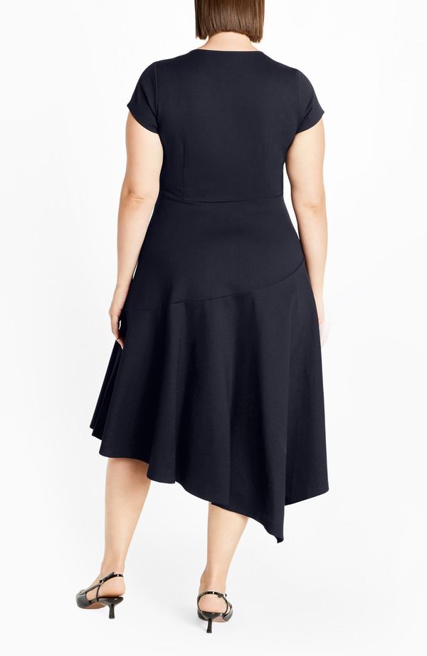 シティーシック レディース トップス ワンピース アシンメトリー プラスサイズ City Chic Sunny Asymmetric Hem Ponte Dress Plus NAVY ネイビー