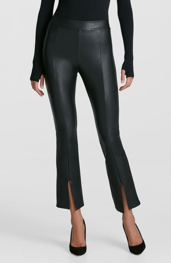 コマンドー レディース ボトムス レギンス パンツ レザー フェイクレザー Commando Faux Leather Split Front Pants BLACK ブラック