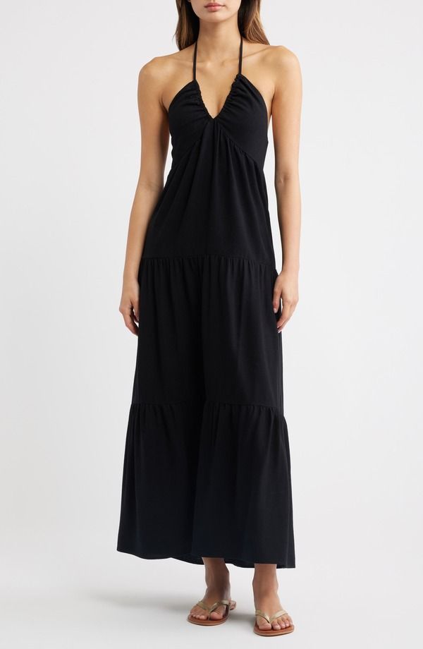パクサン レディース トップス ワンピース ティアード ミディ ホルター PacSun Kenna Tie red Halter Midi Dress BLACK ブラック
