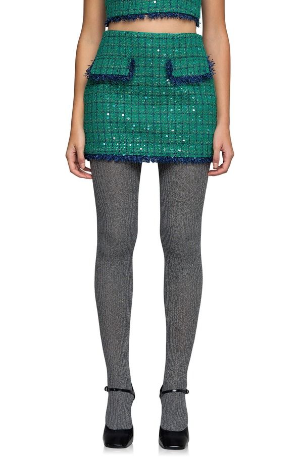 エンドレスローズ レディース ボトムスカート ミニ ツイード スパンコール フリンジ Endless Rose Premium Fringedge Sequin Tweed Miniskirt GRE