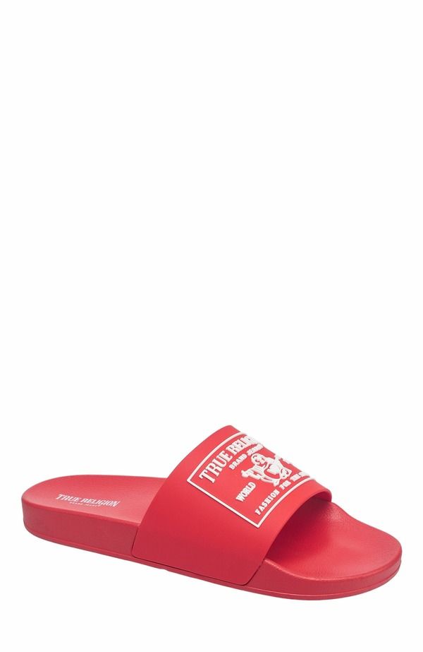 トゥルーレリジョン メンズ シューズ サンダル ロゴ True Religion Kendrick Logo Slide Men RED レッド