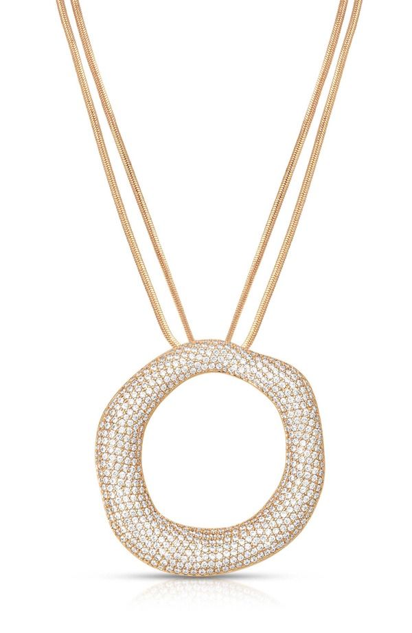エティカ レディース アクセサリー ネックレス・チョーカー レース Ettika Pav Cubic Zirconia Open Circle Pendant Necklace GOLD ゴールド