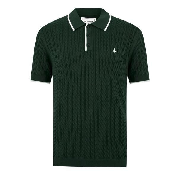 ジャック ウィルス メンズ トップス ポロシャツ 半袖 ニット Jack Wills Mens JW Braid Knitted ShortSleeve Polo Shirt Ever green 8,954円