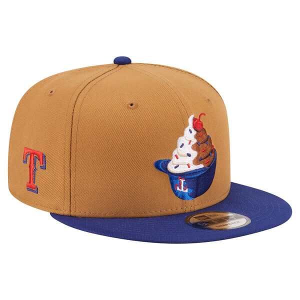 ニューエラ メンズ アクセサリー 帽子 Mens New Era KhakiDark Blue Texas Rangers Ice Cream 9FIFTY Snapback Hat Khaki カー