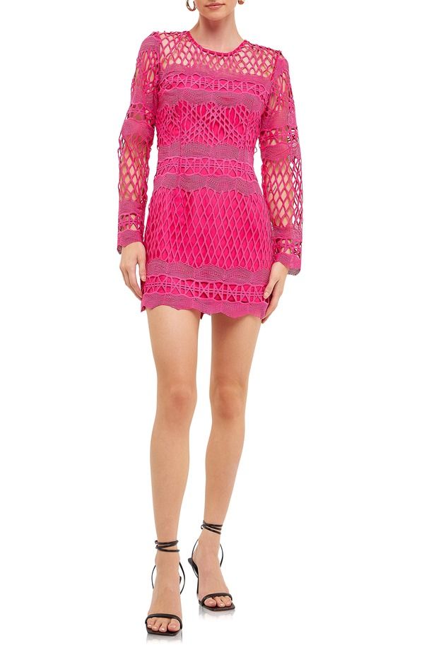 エンドレスローズ レディース トップス ワンピース ミニ Endless Rose Long Sleeve BodyCon Minidress FUCHSIA フューシャ
