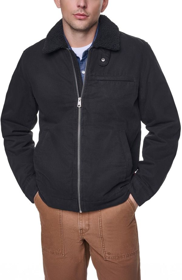 リーバイス メンズ アウター ジャケット・ブルゾン Levis Western Utility Jacket with Faux Shearling Collar BLACK ブラック