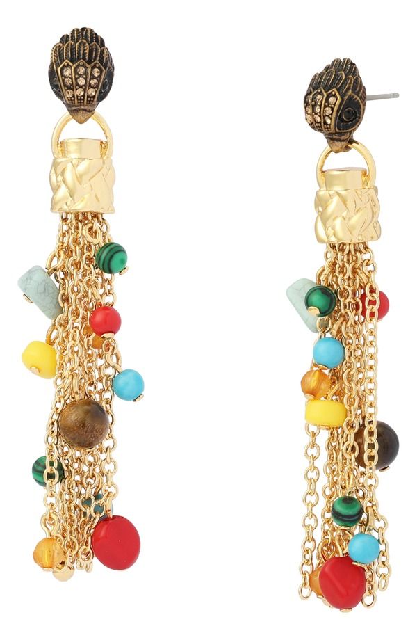 カートジェイガーロンドン レディース アクセサリー ピアス・イヤリング Kurt Geiger London Pav Bead Tassel Chandelier Drop Earrings GOLD