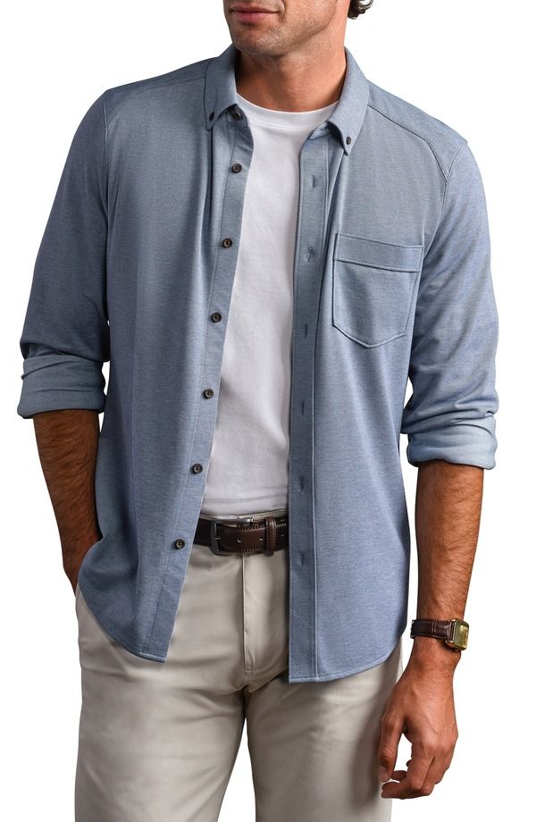 ローヌ メンズ トップス シャツ オックスフォード ダウン Rhoneffortless Oxford Performance ButtonDown Shirt BLUE PEARL HEATHER