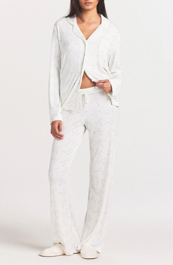 スキムズ レディース アンダーウェア ナイトウェア プラスサイズ SKIMSoft Lounge Pajamas Plus Regular IVORY PEARL BOWS PRINT アイボリー 26,520円