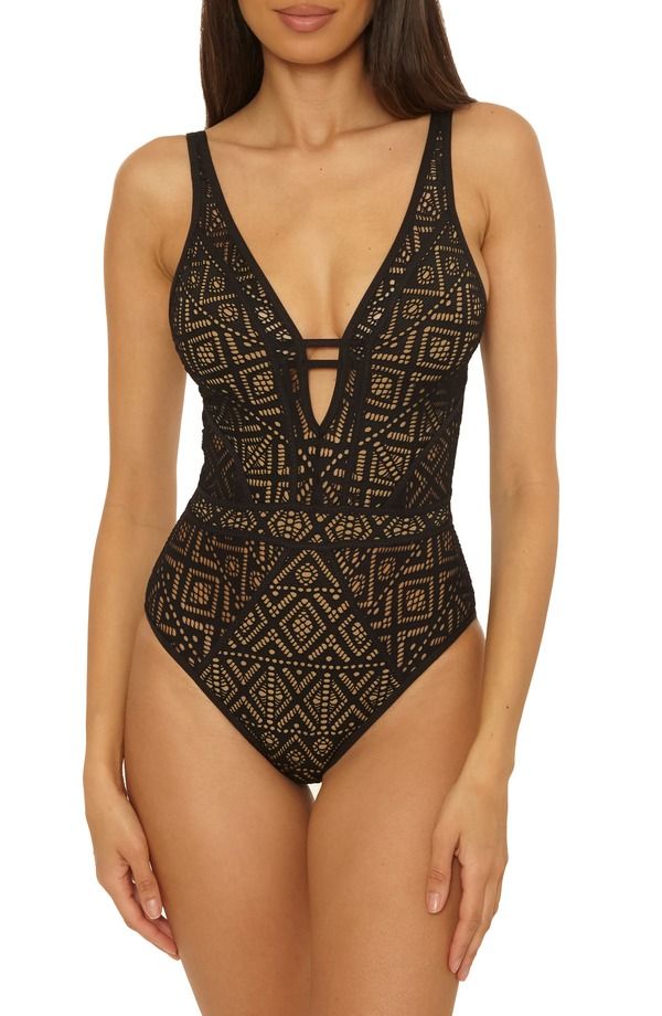 ベッカ レディース トップス ワンピース BECCA Keyhole OnePiece Swimsuit BLACK TAN ブラック