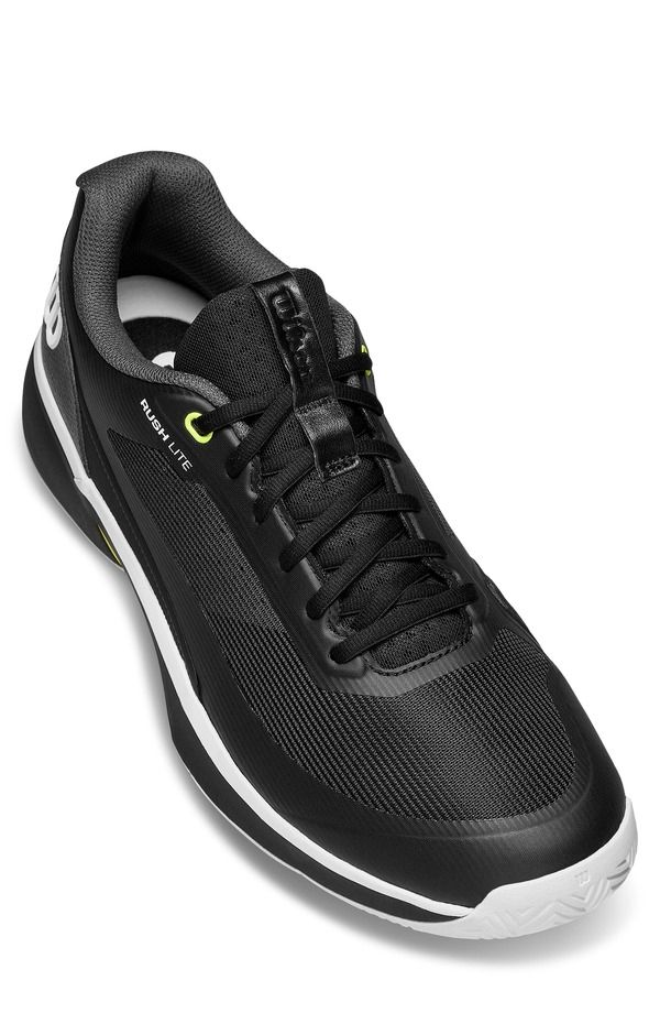 ウィルソン メンズ シューズ スニーカー WILSON Rush Lite 5 Tennishoe Men BLACKWHITESAFETYELLOW ホワイト
