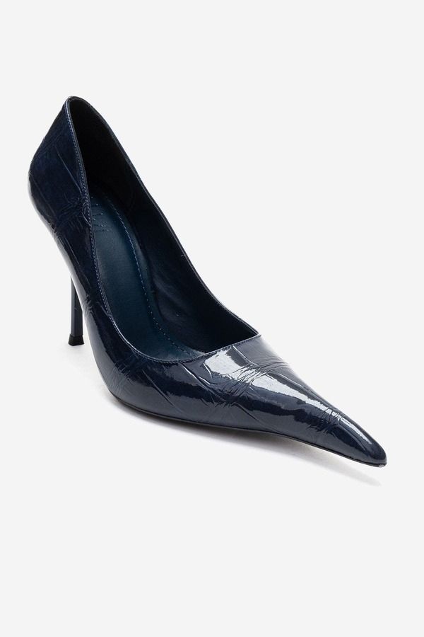 プロローグシューズ レディース パンプス Prologue Shoes Luce Pointed Toe Stiletto Pump Navy Print ネイビー