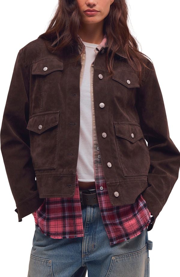 フリーピープル レディース アウター ジャケット・ブルゾン スエード Free People Night Ranch Faux Suede Trucker Jacket CHOCOLATE TARTE 27,170円
