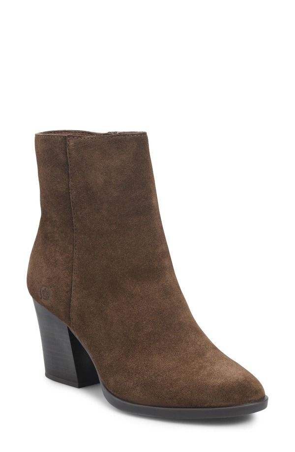 バーン レディース シューズ ブーツ・レインブーツ ヒール Brn Elina Block Heel Bootie Women CHOCOLATE SUEDE チョコレート
