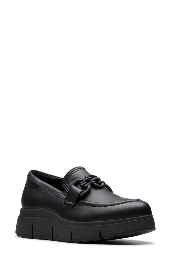 クラークス レディース シューズ スリッポン・ローファー プラットフォーム Clarks Loriinizzy Platform Wedge Bit Loafer Women BLACK LEATHE