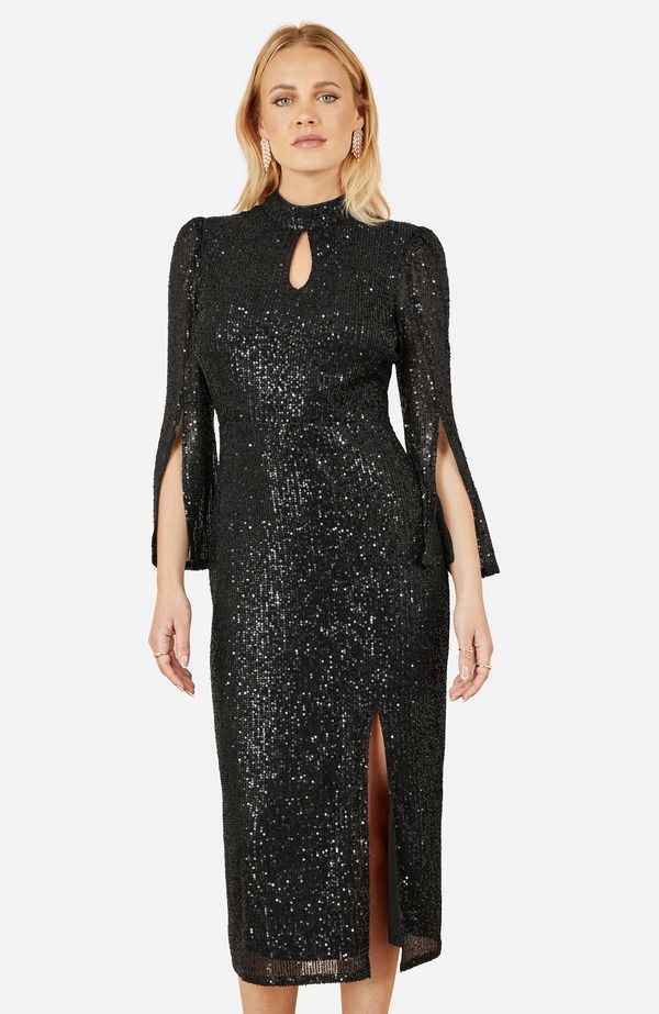 ユミキム レディース トップス ワンピース ミディ スパンコール Yumi Sequin Fitted Midi Dress Black ブラック