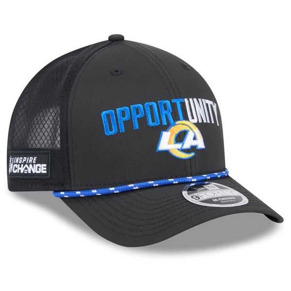 ニューエラ メンズ アクセサリー 帽子 Mens New Era Black Los Angeles Rams 2025 Inspire Change 9FORTY MCrown Adjustable