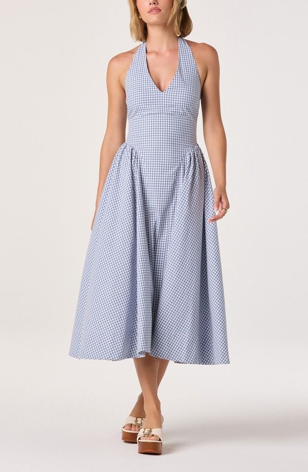 アストール レディース トップス ワンピース ギンガムチェック ミディ ギンガム ホルター ASTR the Label Meana Gingham Halter Neck Drop Waist Mi 27,820円
