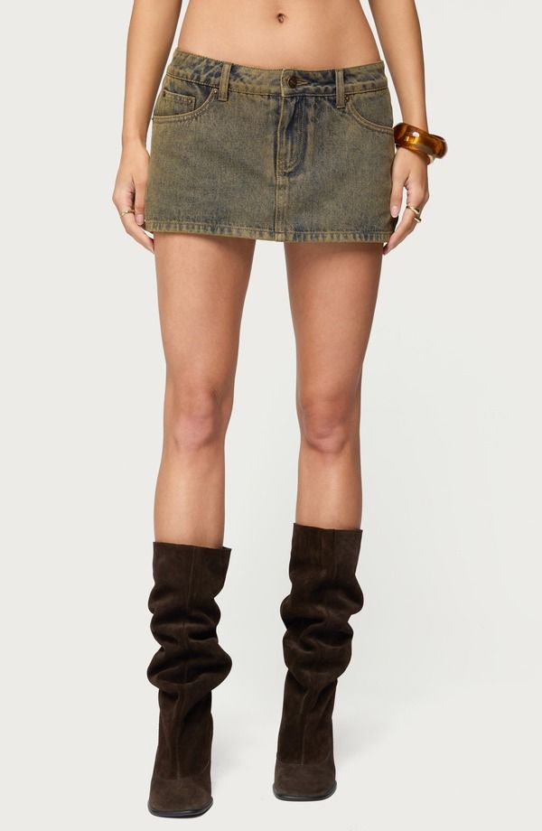 アディクテッド レディース ボトムス ハーフパンツ・ショーツ ミニ デニム EDIKTED Camelia Deniminiskort BROWNWASHED ブラウン