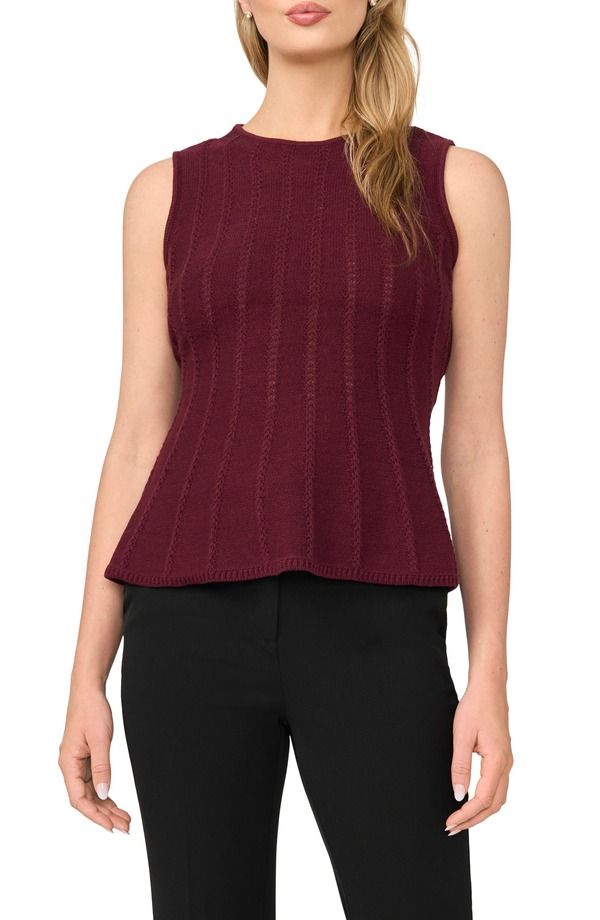 ハロゲン レディース アウター ニット・セーター ノースリーブ Halogen Sleeveless Peplum Top WINTERBERRY